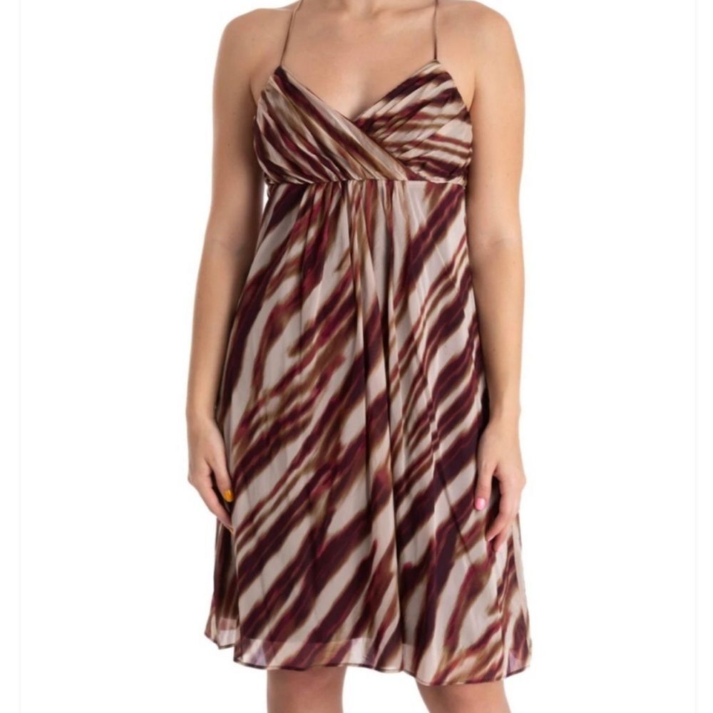 Ann Taylor Brown & Burgundy Zebra Print Dress | size 10